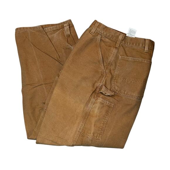 Carhartt Dungaree brown canvas carpenter men's pants size 38x32 - Picture 1 of 6
